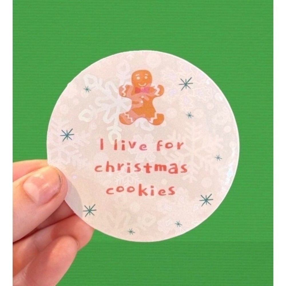 I Live For Christmas Cookies Gingerbread Man Holiday Sticker Decal Round